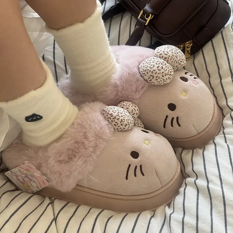 Comfy Hello KT Fur Slippers